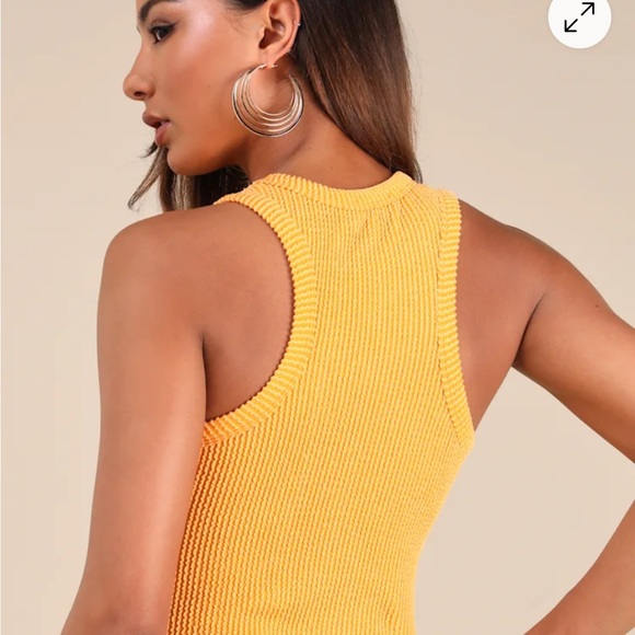 Lulus Essential Update Marigold Ribbed Tank Top - Picture 2 of 3